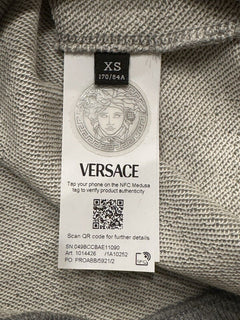 Versace Embroidered Men's Long Sleeve Sweatshirt Fleece Gray XS 1014426 NWT $750