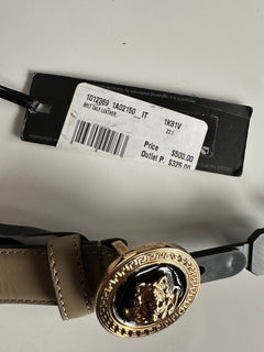 Versace Medusa-Buckle Brown Slim Calf Leather Belt 125 (50) IT 1012369 NWT $500