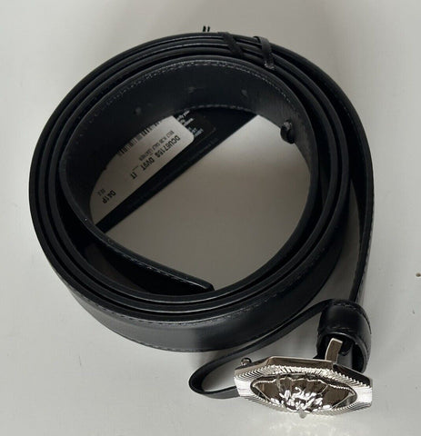 Versace Medusa-Buckle Black/Silver Leather Belt 110 (44) Italy DCU6715S NWT $680
