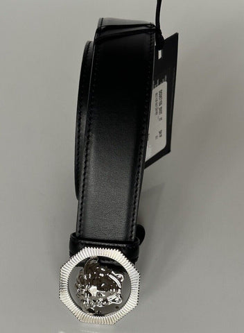 Versace Medusa-Buckle Black/Silver Leather Belt 110 (44) Italy DCU6715S NWT $680
