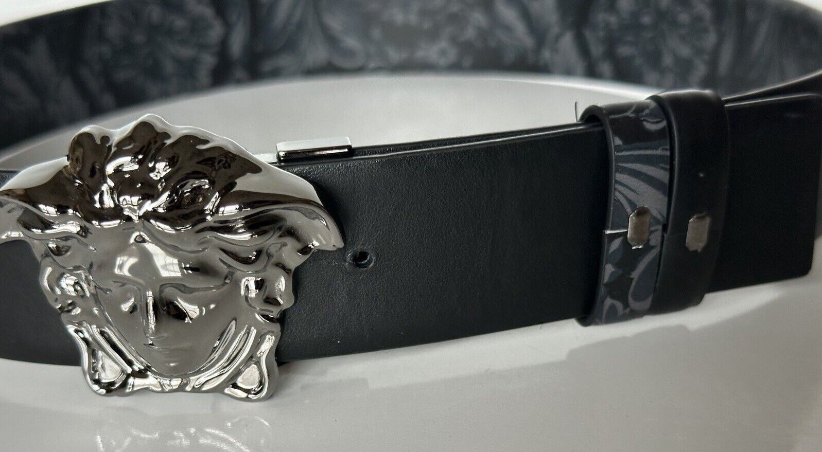 Versace Medusa-Buckle Reversible Leather Black Belt 85 (34) IT DCU6705 NWT $650