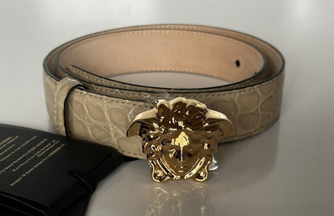 Versace Medusa-Buckle Brown/Gold Croco Pattern Leather Belt 75 (30) DCDD442 NWT