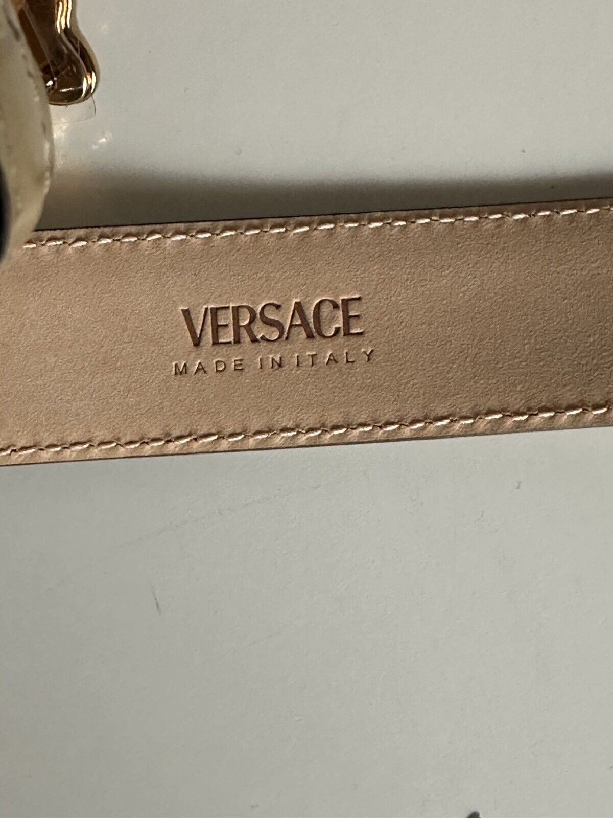 Versace Medusa-Buckle Brown/Gold Croco Pattern Leather Belt 75 (30) DCDD442 NWT