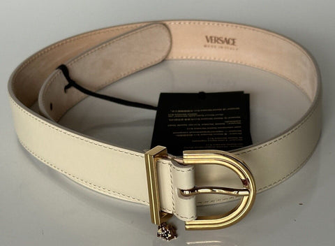 Versace Light Sand/Gold Calf Leather Belt 75 (30) Italy 1015067 NWT