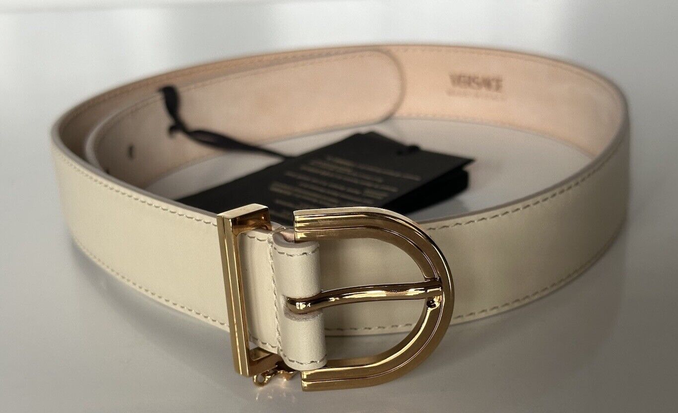 Versace Light Sand/Gold Calf Leather Belt 75 (30) Italy 1015067 NWT