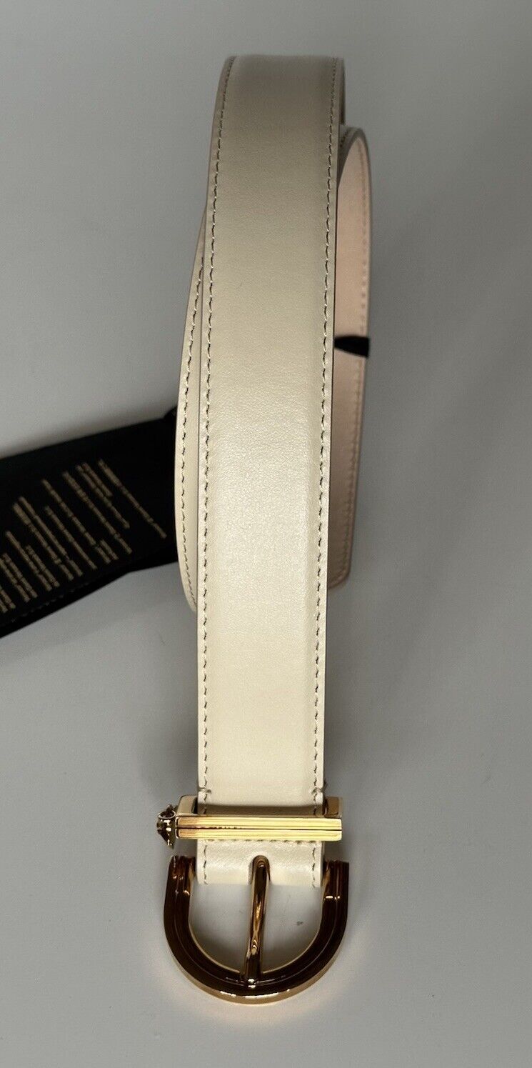 Versace Light Sand/Gold Calf Leather Belt 75 (30) Italy 1015067 NWT