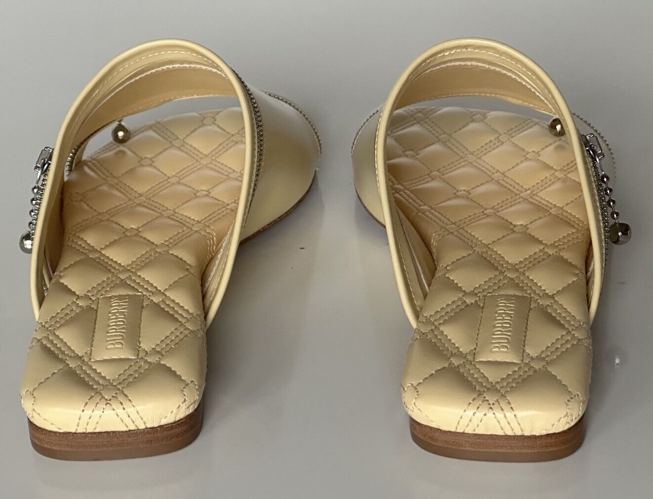 Burberry Open Toe Yellow Leather Slides Sandals 7 US (37) 8080264 IT NIB $990