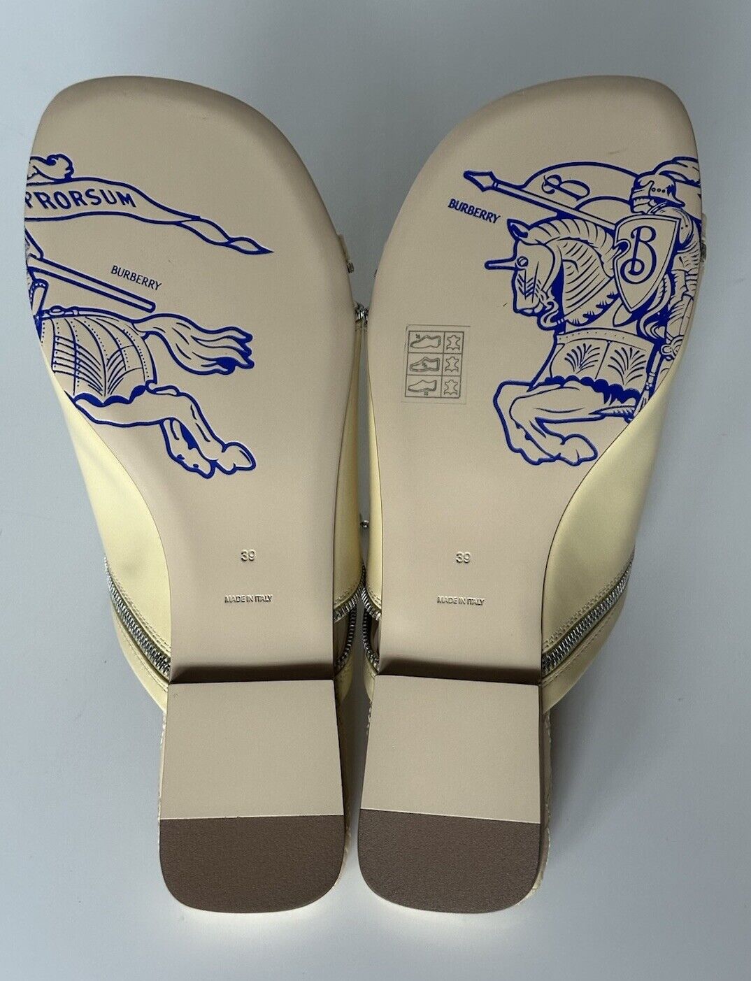 Burberry Open Toe Yellow Leather Slides Sandals 9 US (39) 8080264 IT NIB $990