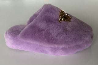 VERSACE Medusa Women's Lavender Fur Slippers 7 US (37 Euro) Italy ZSL000008 NIB