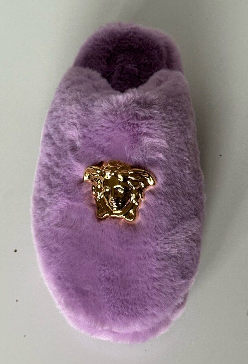 VERSACE Medusa Women's Lavender Fur Slippers 7 US (37 Euro) Italy ZSL000008 NIB