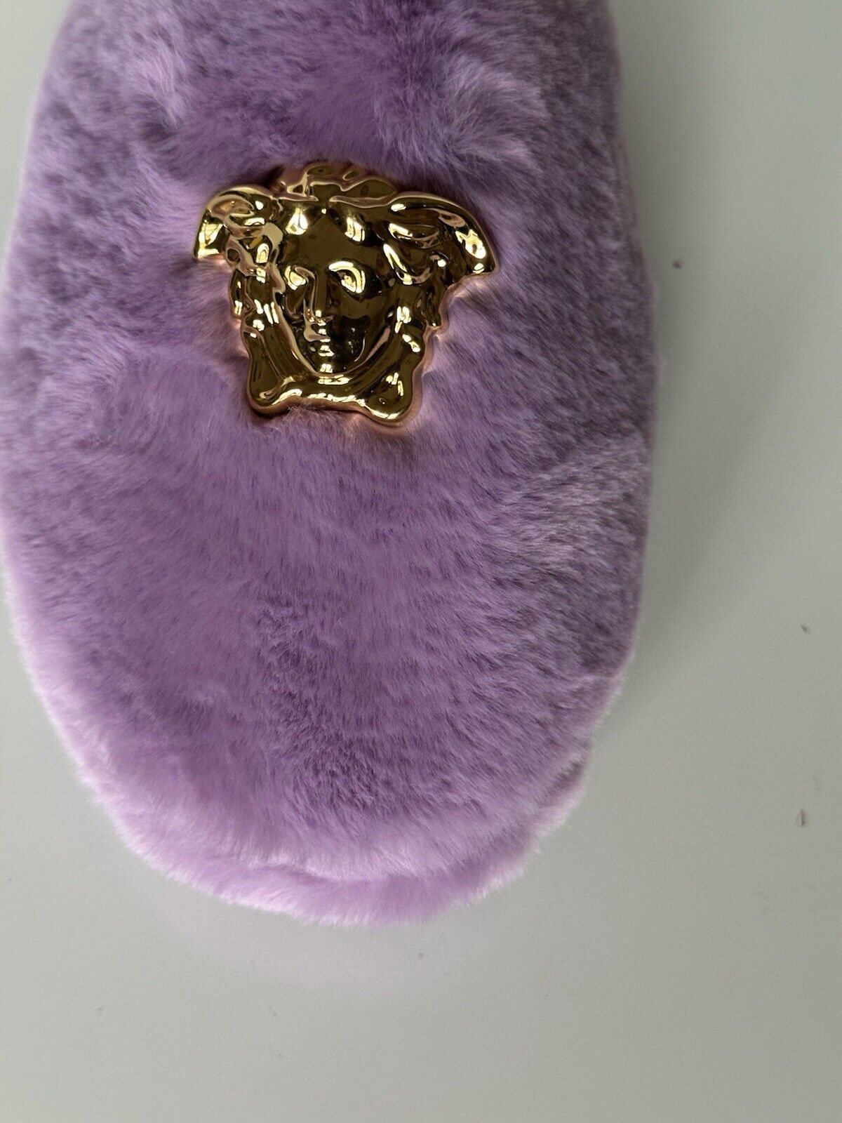 VERSACE Medusa Women's Lavender Fur Slippers 7 US (37 Euro) Italy ZSL000008 NIB