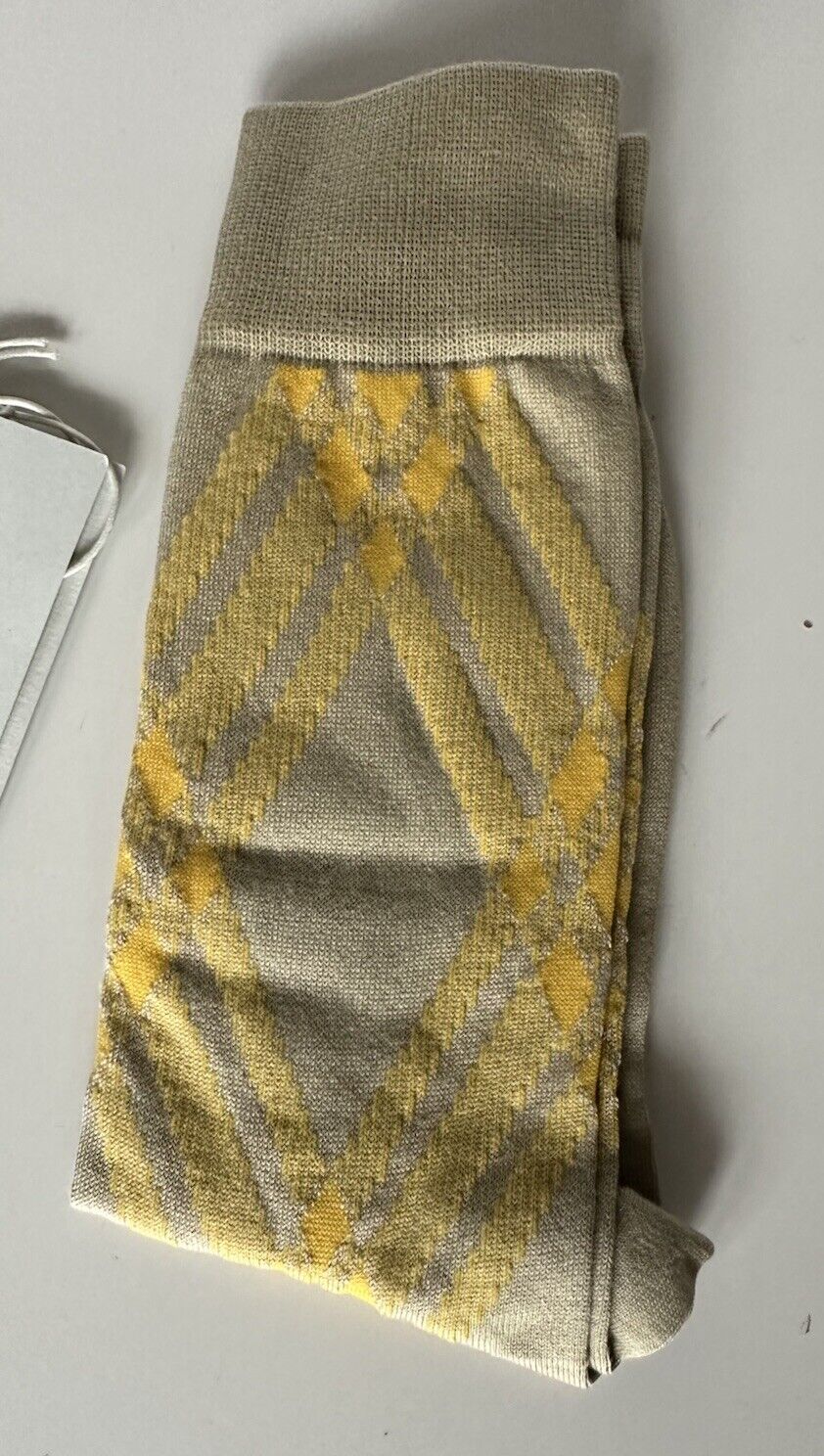 Burberry 3 Bar Socks Hunter/Mimosa L (12-13 US / 45-46 Euro) 8079935 NWT $140