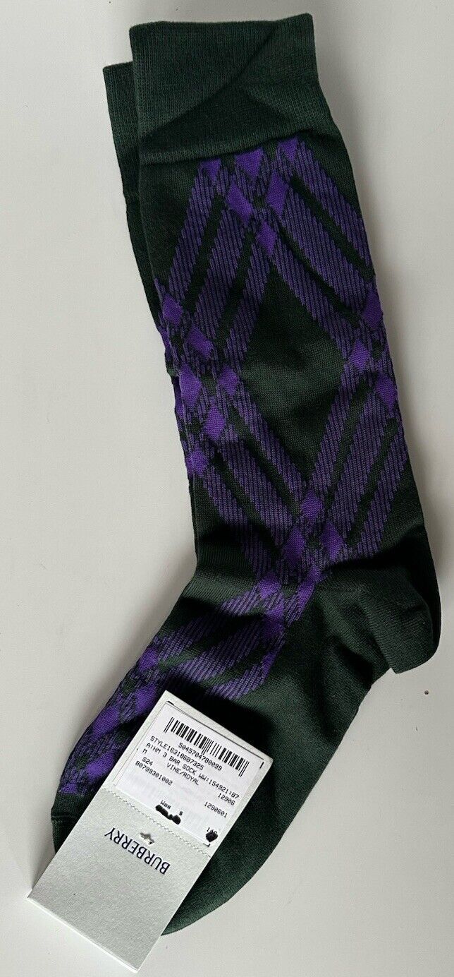 Burberry 3 Bar Socks Wine/Royal M (8-10 US / 38-40 Euro) 8079927 NWT $140