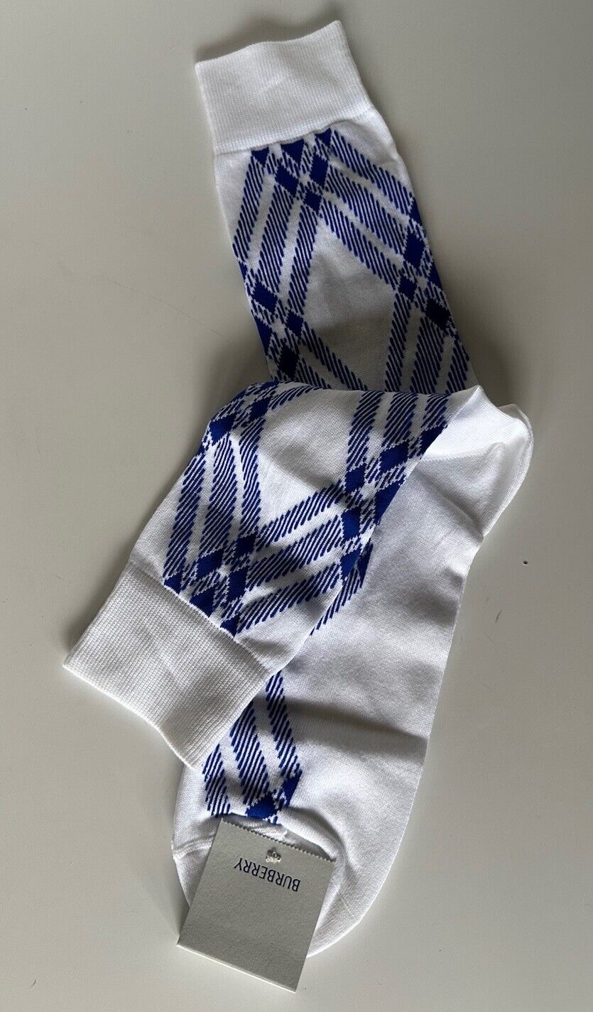 Burberry 3 Bar Socks White/Knight M (8-10 US / 38-40 Euro) 8079929 NWT $140