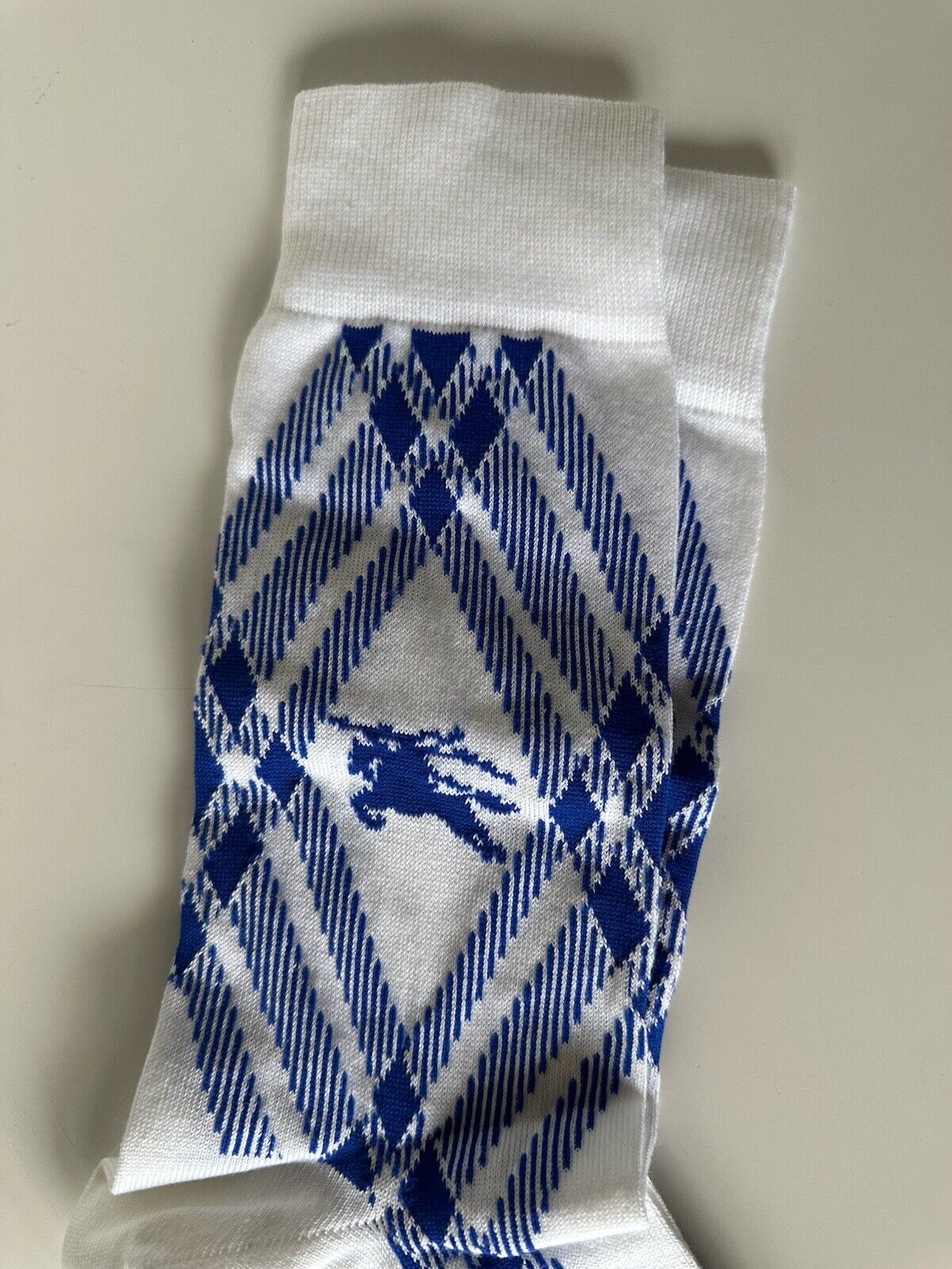 Burberry 3 Bar Socks White/Knight M (8-10 US / 38-40 Euro) 8079929 NWT $140