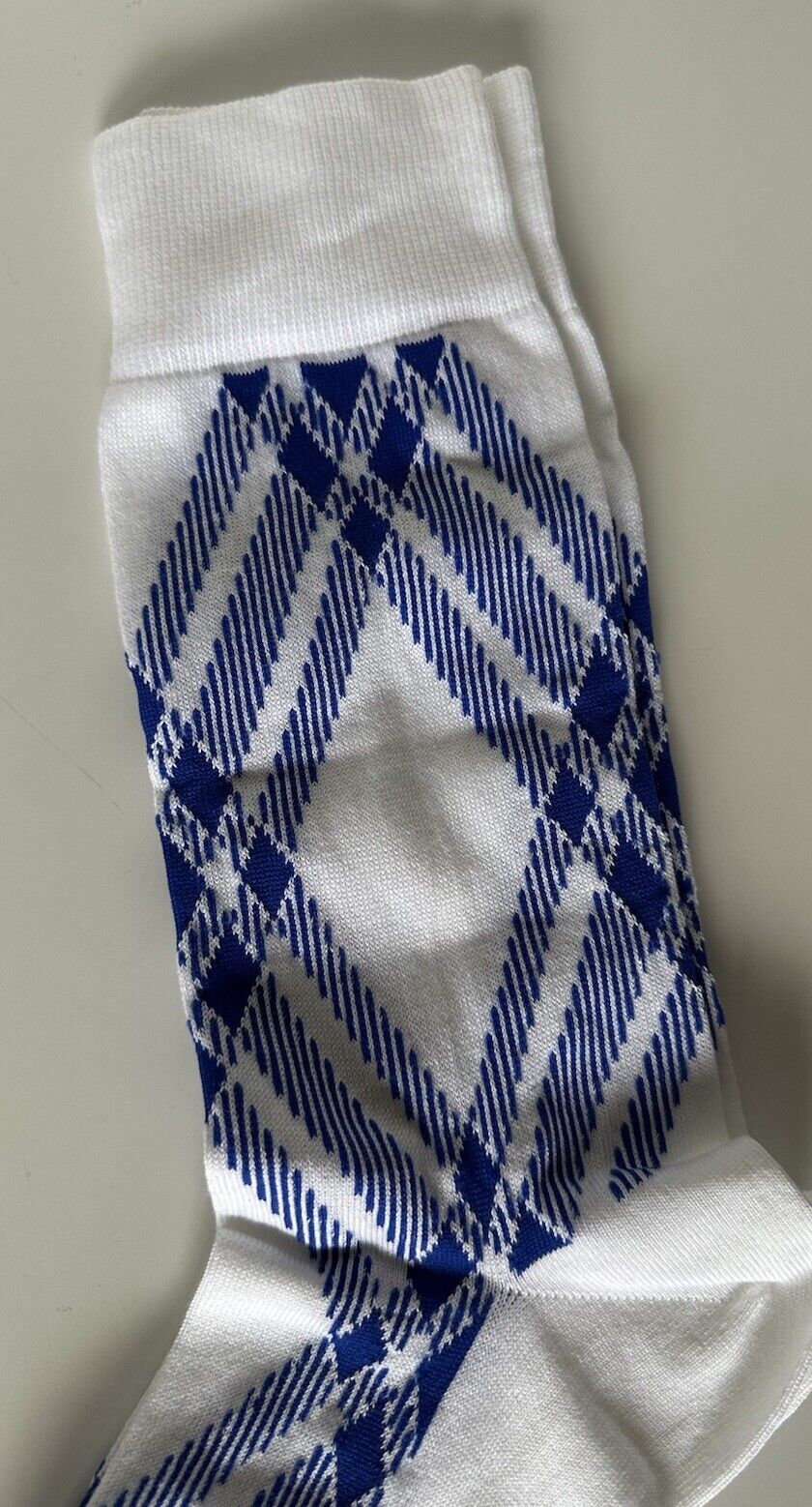 Burberry 3 Bar Socks White/Knight M (8-10 US / 38-40 Euro) 8079929 NWT $140