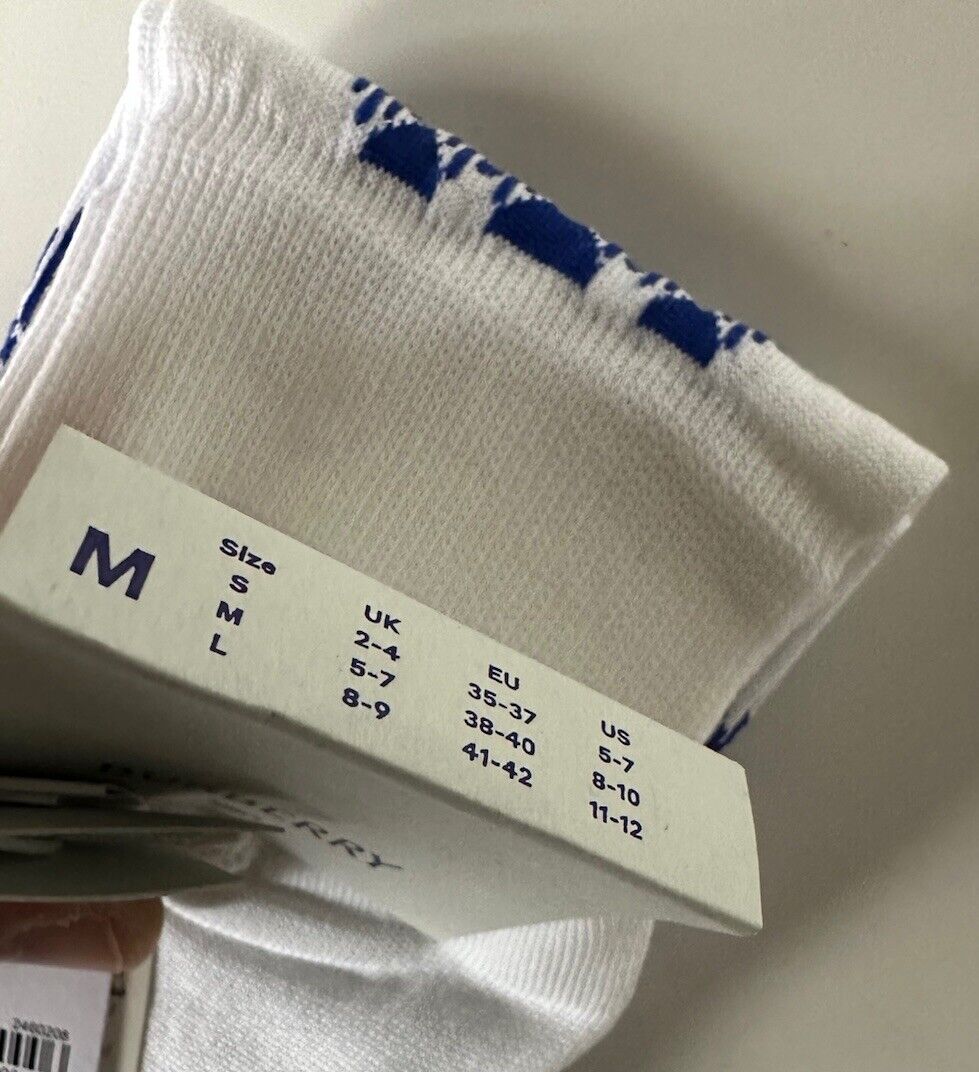 Burberry 3 Bar Socks White/Knight M (8-10 US / 38-40 Euro) 8079929 NWT $140