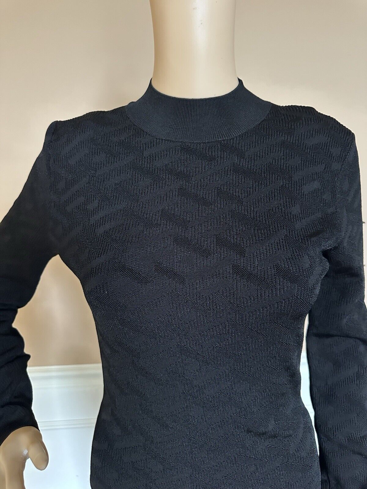 Versace Greek Key Women's Black Top Knit Sweater 8 US 42 Italy 1011299 NWT $1225