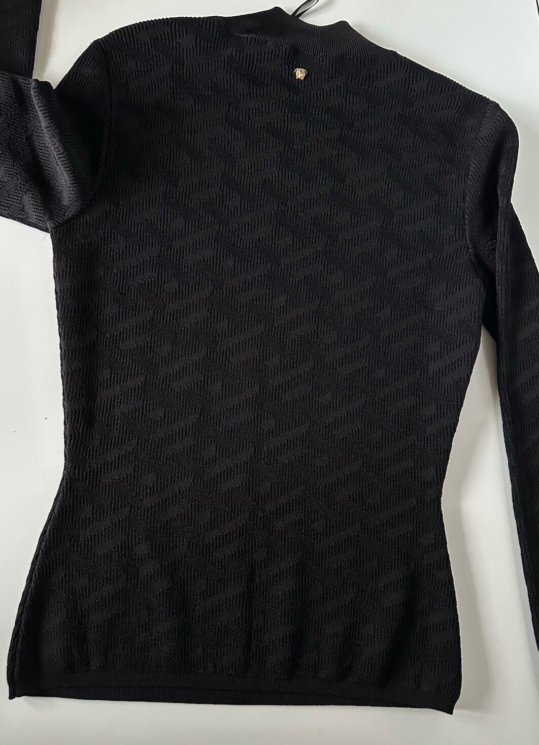 Versace Greek Key Women's Black Top Knit Sweater 8 US 42 Italy 1011299 NWT $1225