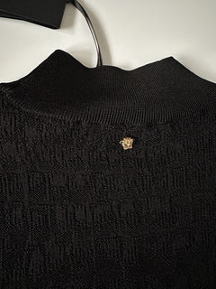 Versace Crocodile Texture Black Top Knit Sweater 6 US 40 Italy 1011299 NWT $1225