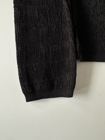 Versace Crocodile Texture Black Top Knit Sweater 6 US 40 Italy 1011299 NWT $1225