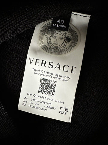 Versace Crocodile Texture Black Top Knit Sweater 6 US 40 Italy 1011299 NWT $1225