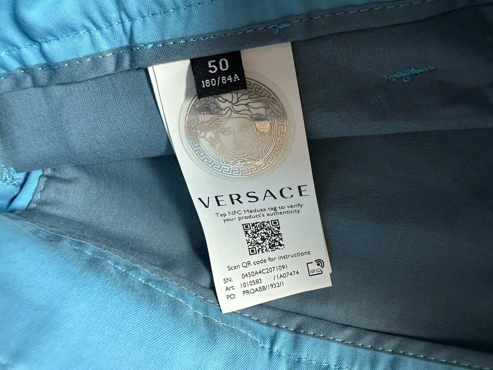 Versace Men's Blue Casual Pants 34 US (50 Euro) 1010583 Made in Italy NWT $825