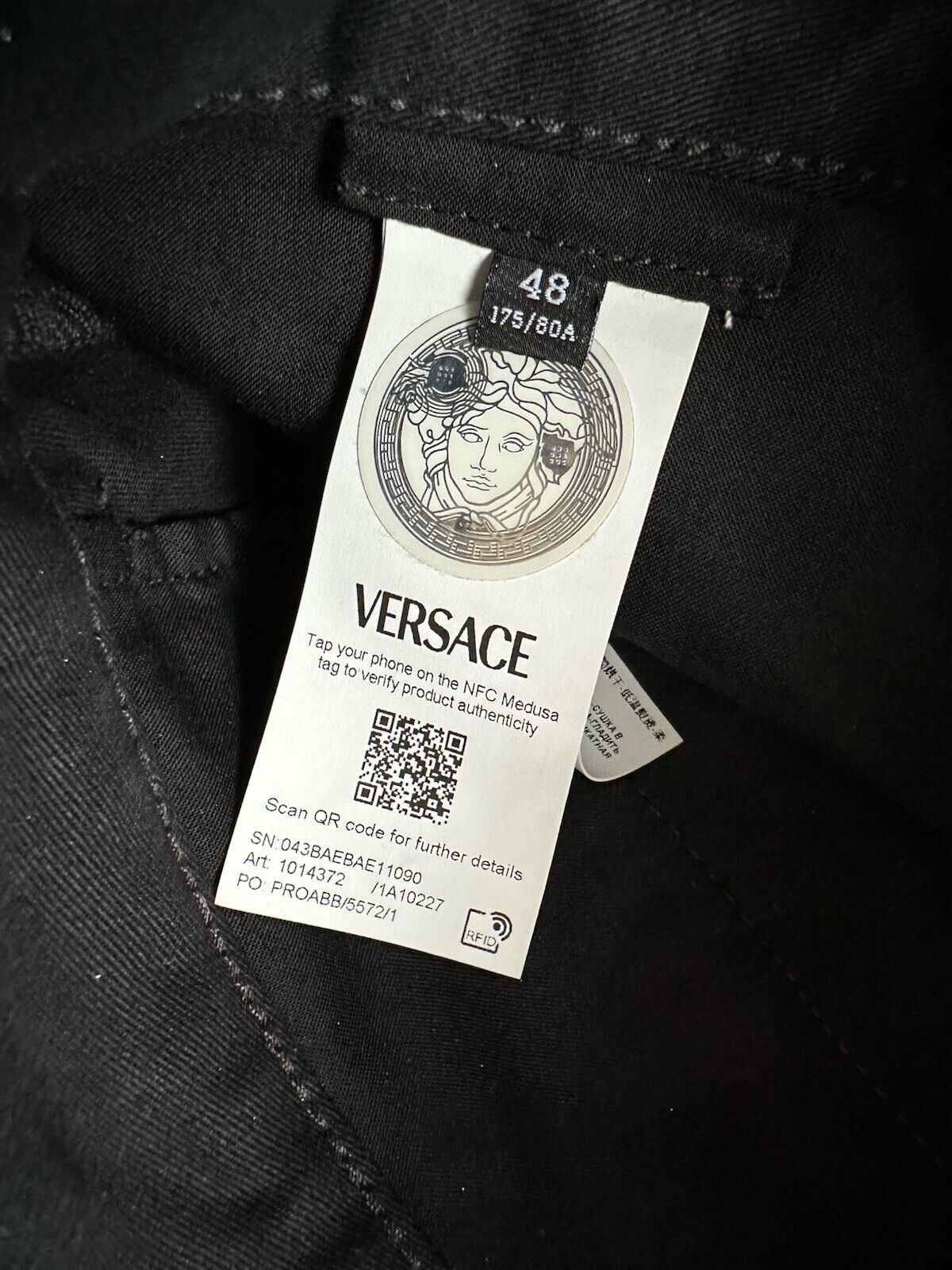 Versace Men's Black/Gold Cotton Casual Pants 32 US (48 Euro) 1014372 NWT $900