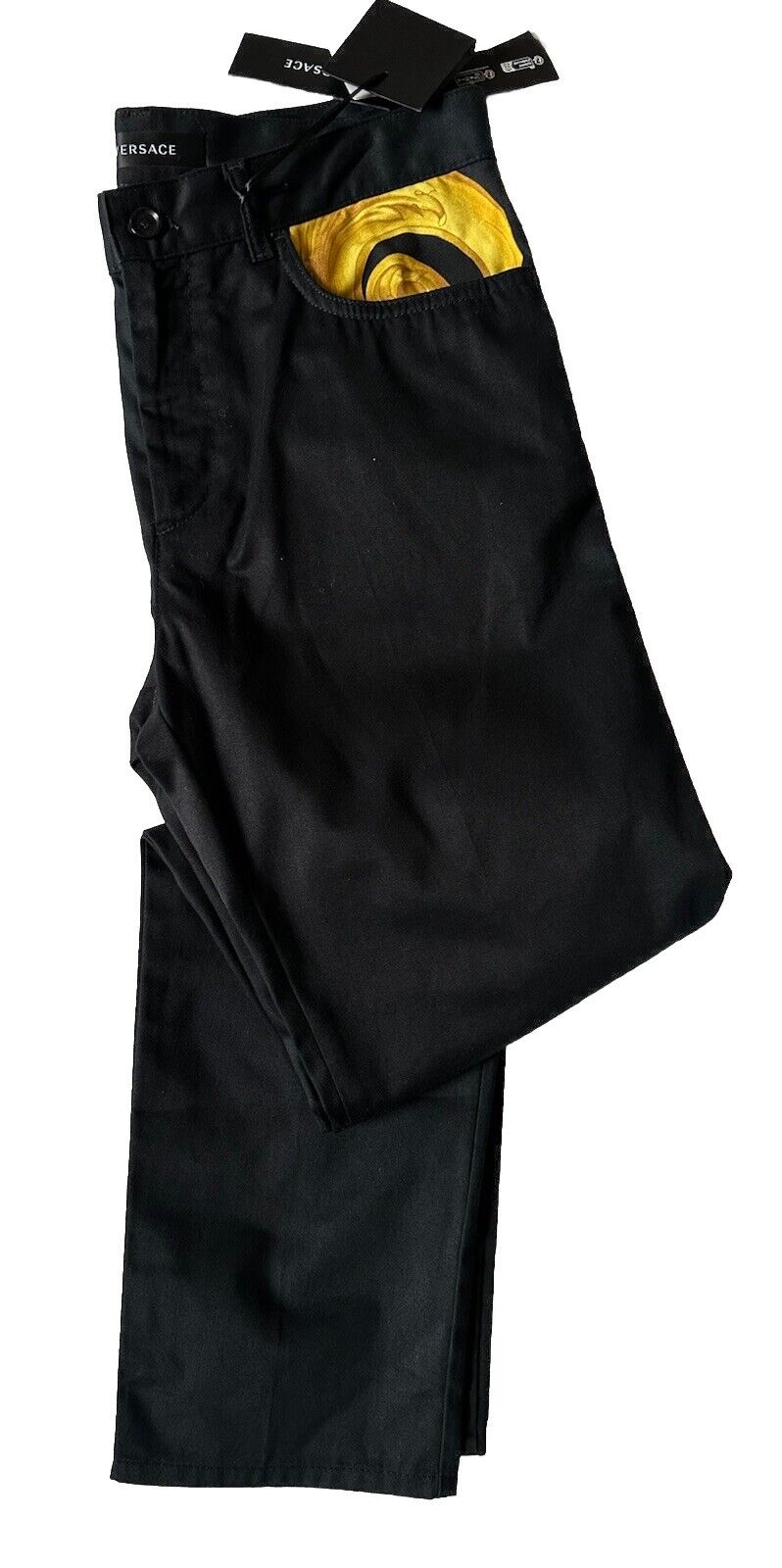 Versace Men's Black/Gold Cotton Casual Pants 34 US (50 Euro) 1014372 NWT $900