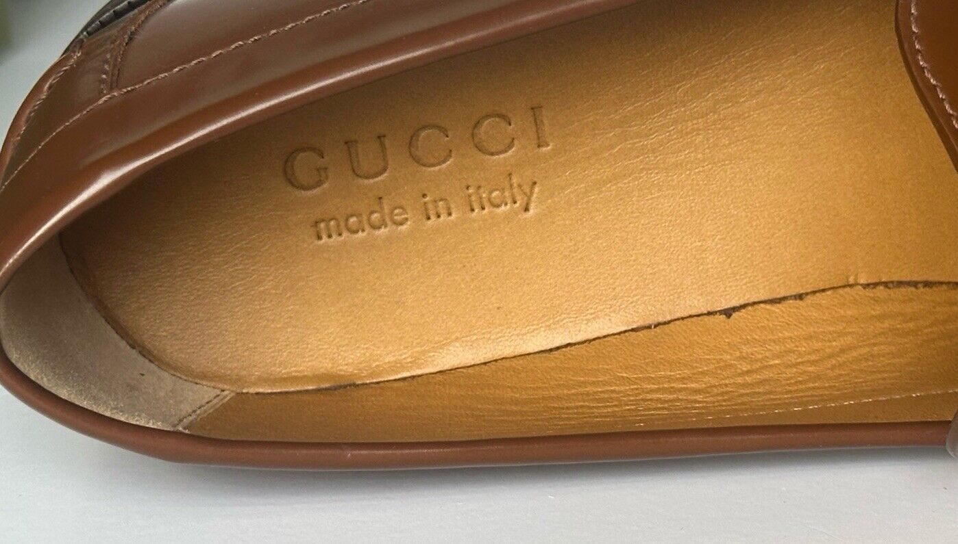 Gucci Men’s GG Logo Leather Moccasin Loafers Shoes Brown 9 US (8.5 Gucci) 738470