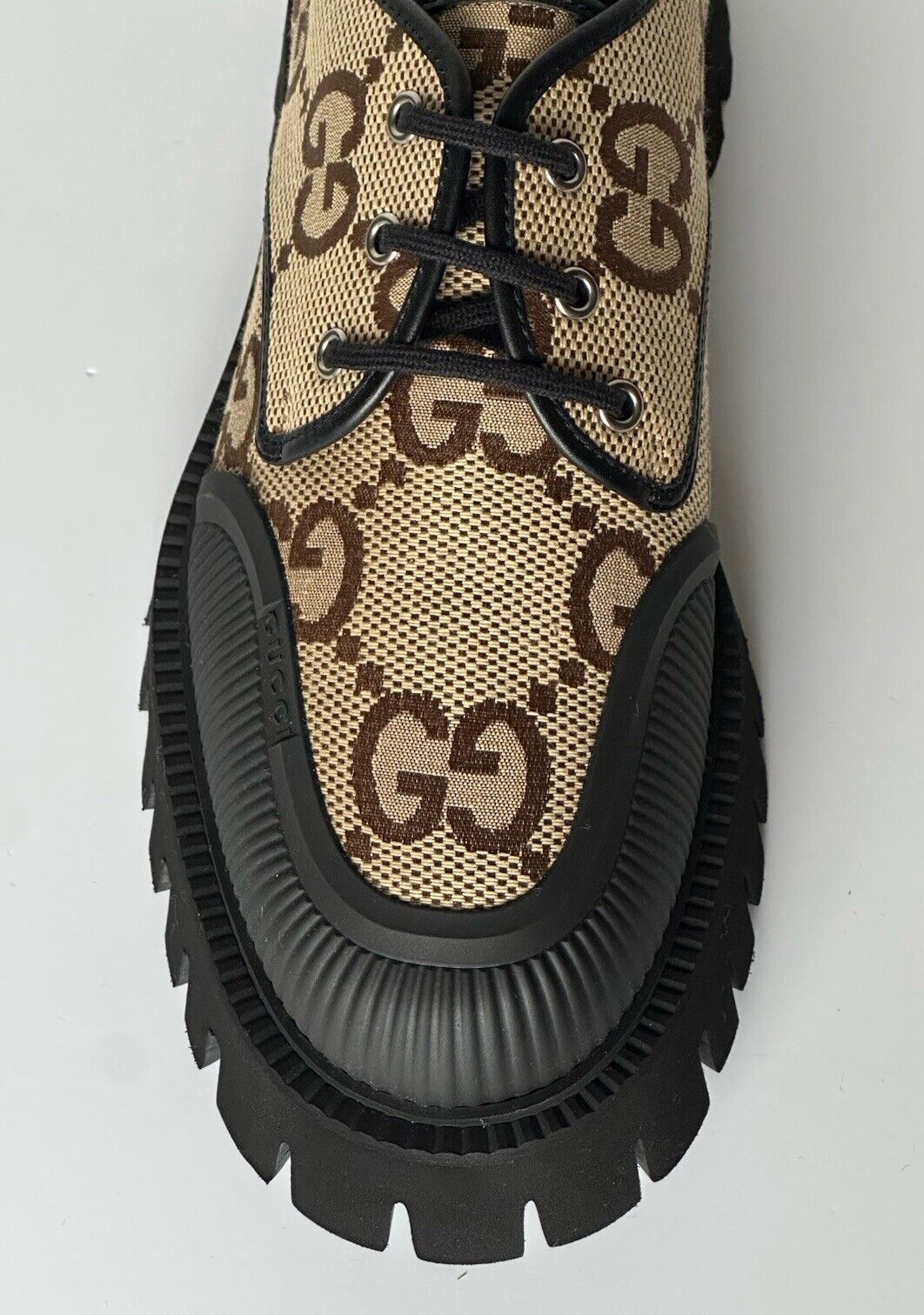 Gucci Men’s GG Logo Light-weight Shoes Black/Camel 10 US (9.5 Gucci) 699552 NIB