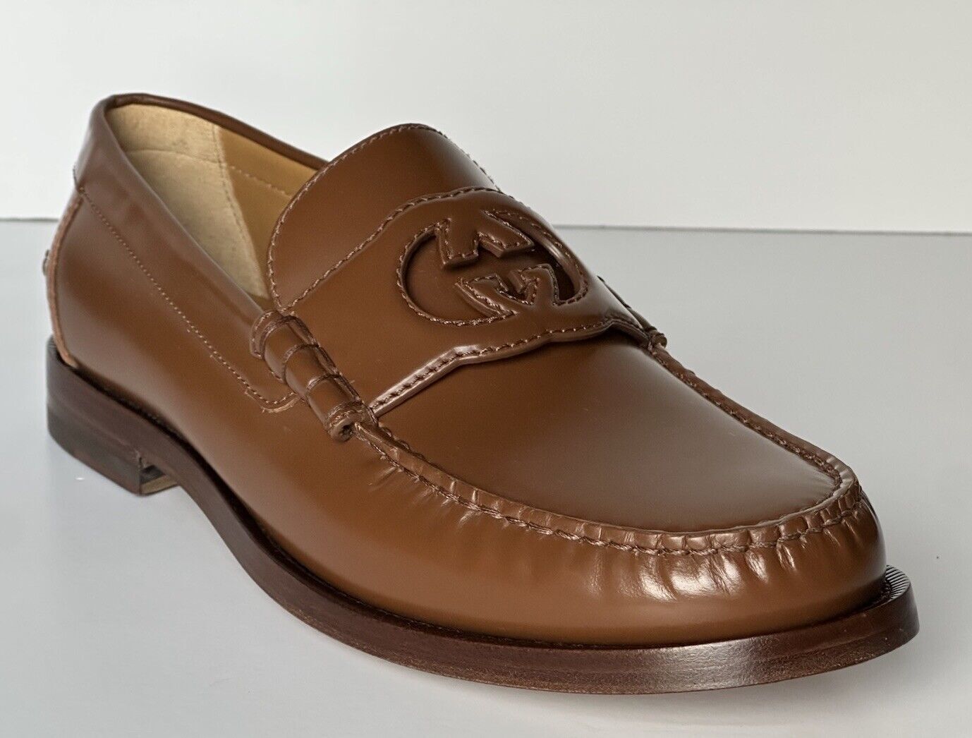 Gucci Men�s GG Logo Leather Moccasin Loafers Shoes Brown 12.5 US 12 Gucci 738470