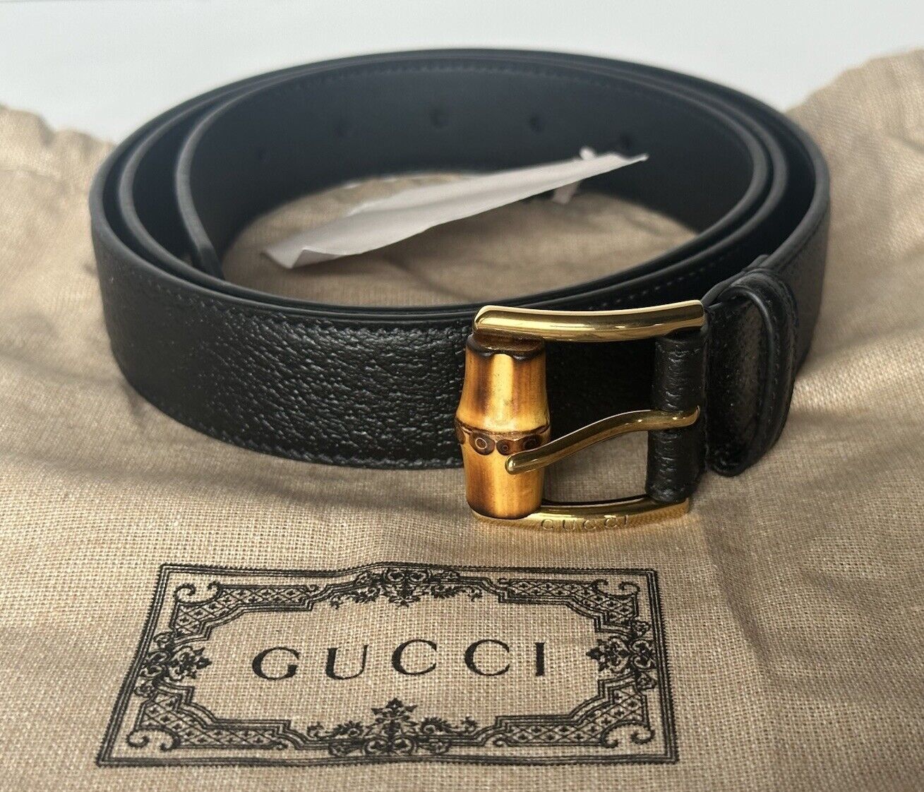 Gucci Men’s Leather Dollar Pigprint Belt Black 110/44 Italy 699954 NWT