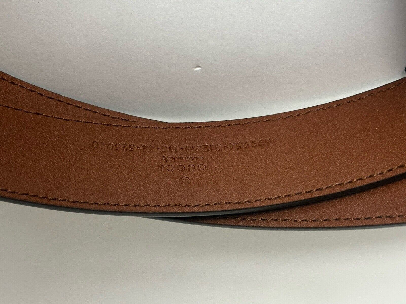 Gucci Men’s Leather Dollar Pigprint Belt Brown 110/44 Italy 699954 NWT