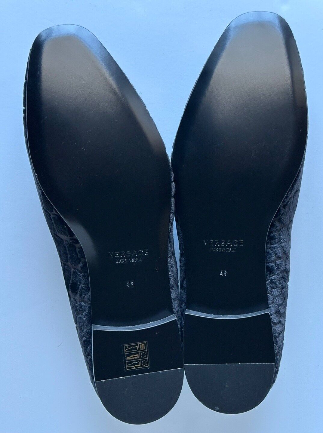 VERSACE Men's Black Velvet Loafers Shoes 13.5 US (46.5 Euro) IT 1003792 NIB $795