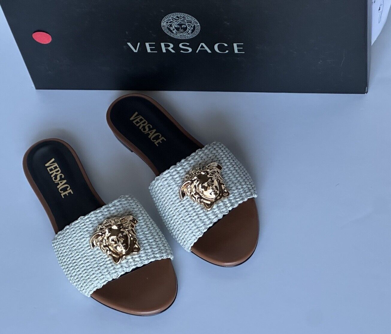 VERSACE Medusa Women's Summer Nude Sandals 6 US (36 Euro) 1009428 Spain NIB $850