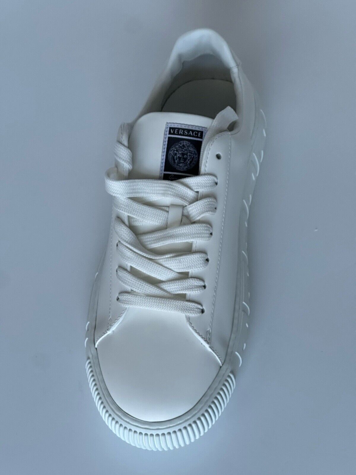 Versace Men's White Leather Sneakers 13.5 US (46.5 Euro) Italy DSU8404