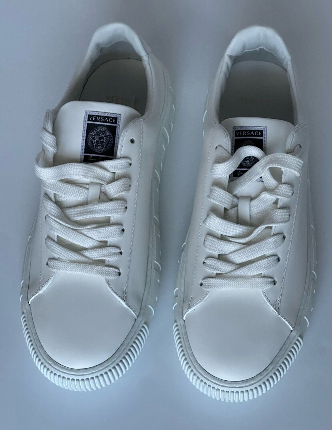 Versace Men's White Leather Sneakers 13.5 US (46.5 Euro) Italy DSU8404