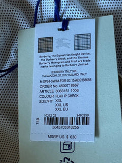 Burberry Men's Flax IP Check Boxer Swim Shorts 2XL 8083161 Portugal NWT $630