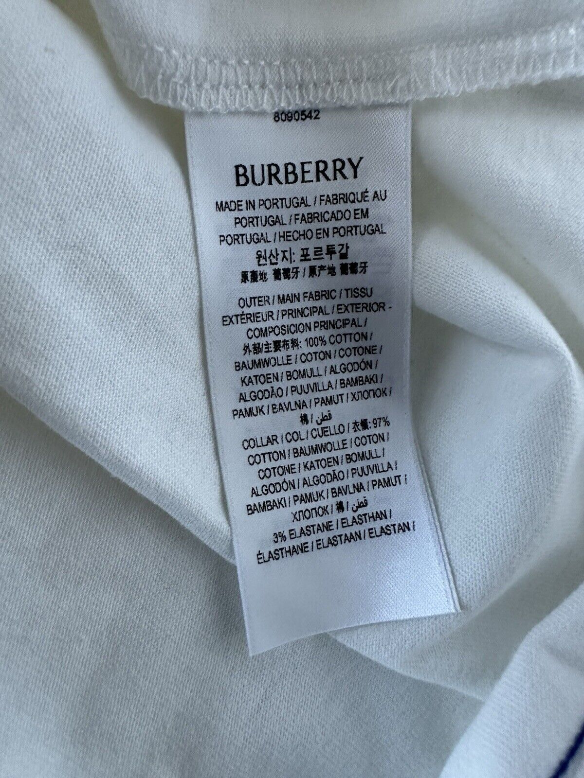 Burberry Men's White Cotton T-shirt 2XL 8090542 Portugal NWT $510