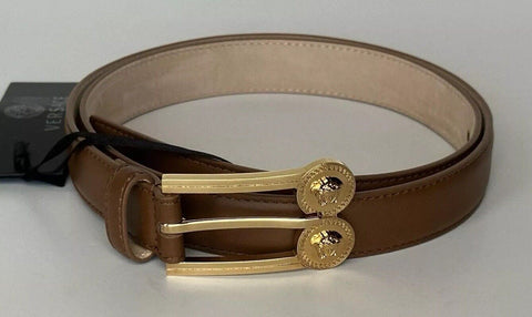 Versace Women’s Brown Calf Leather Slim Belt 90 (36) Italy 103752 NWT $550