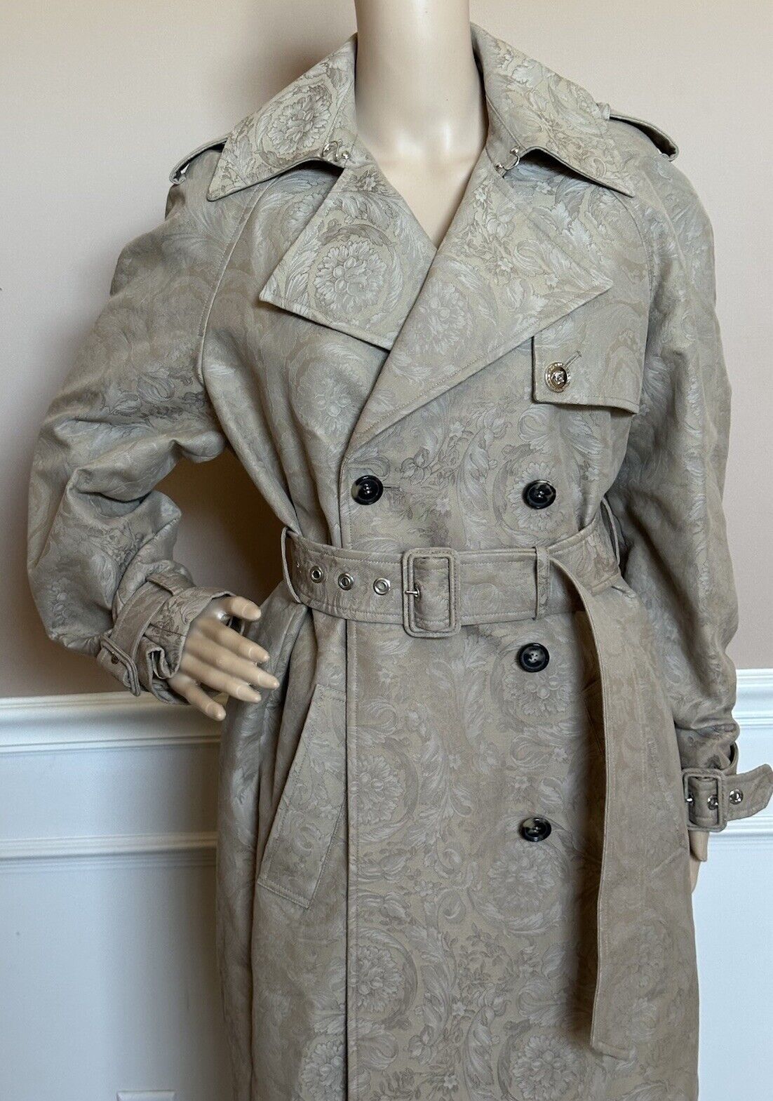 Versace Women’s Barocco Jacquard Trench Coat 6 US (42) 1013653 Italy NWT $3550