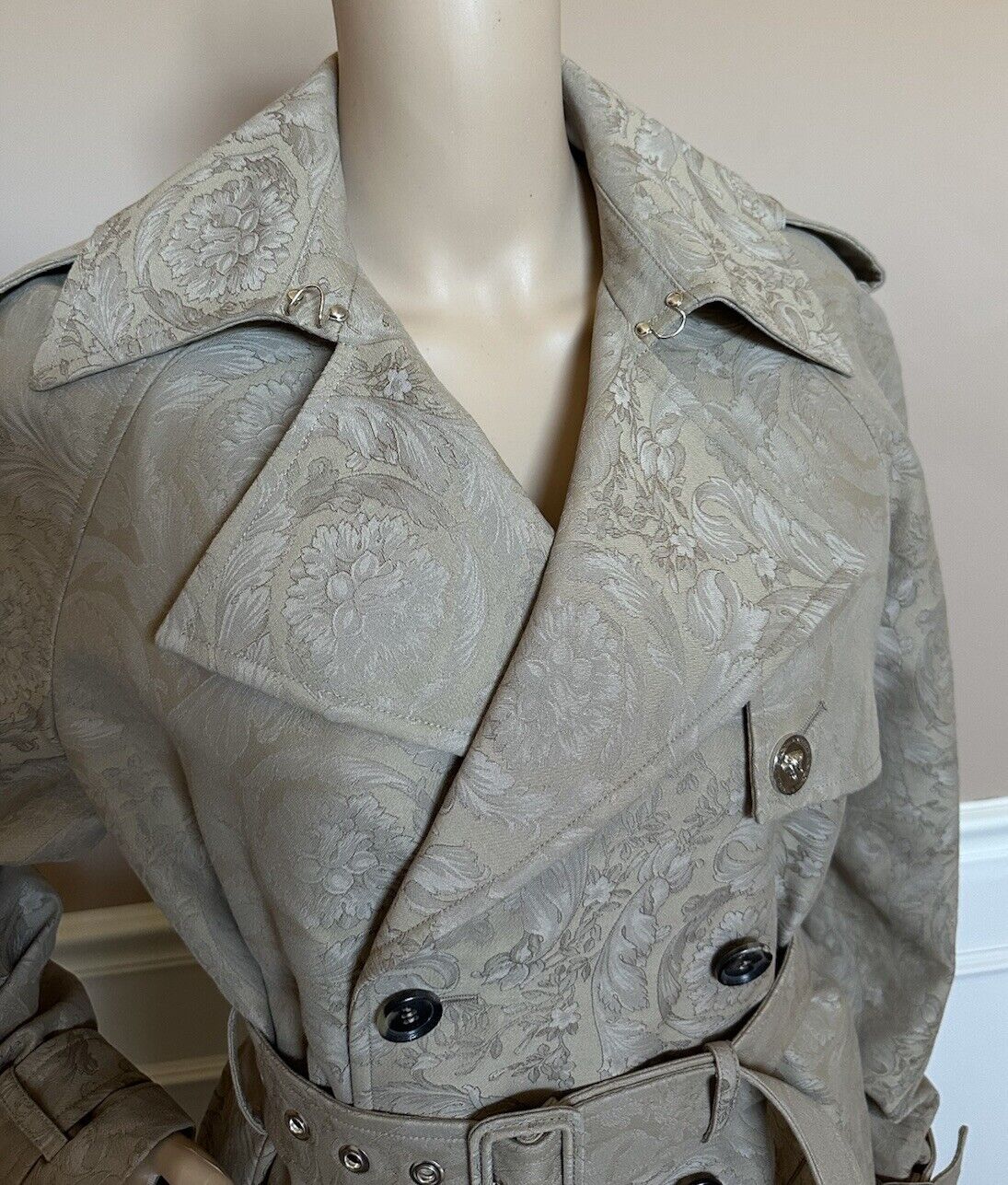 Versace Women’s Barocco Jacquard Trench Coat 6 US (42) 1013653 Italy NWT $3550