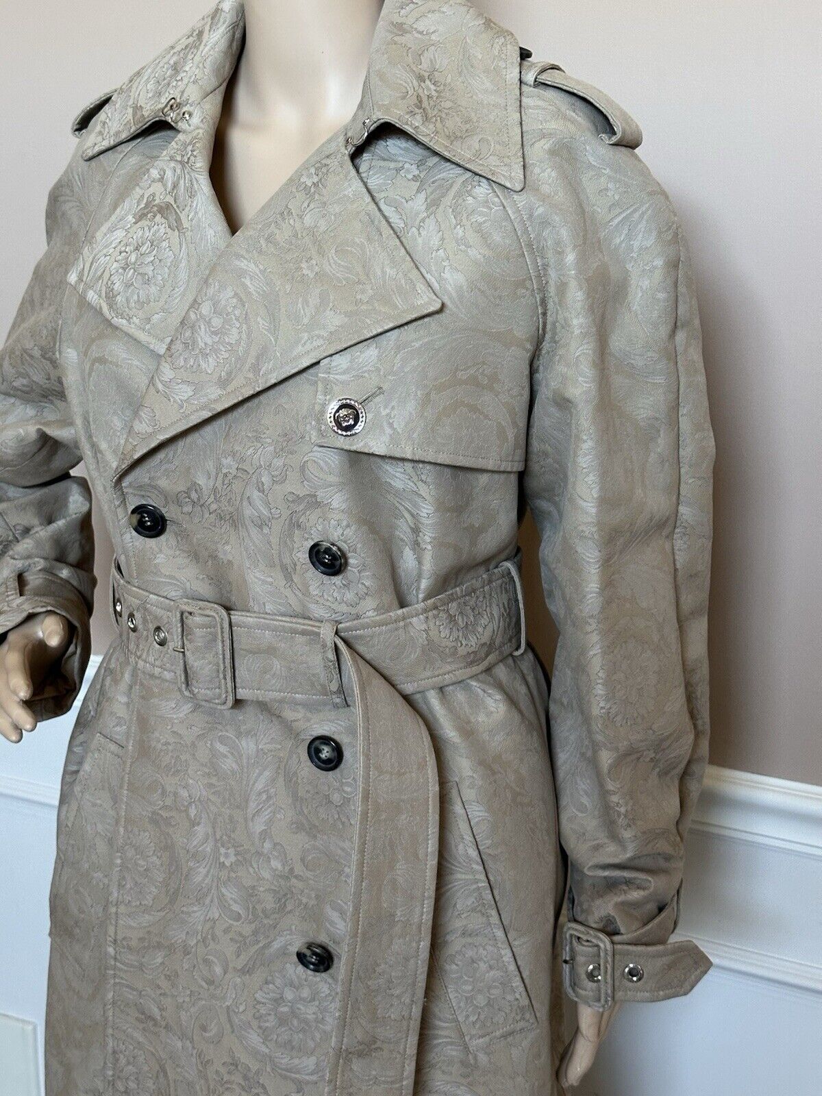 Versace Women’s Barocco Jacquard Trench Coat 6 US (42) 1013653 Italy NWT $3550