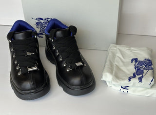 Burberry Black Leather Ankle Trek Boots 9 US (42 Eu) 8074564 IT NIB $1190