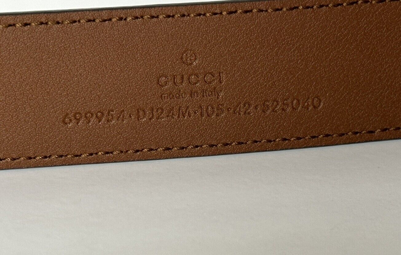 Gucci Men’s Leather Dollar Pigprint Belt Brown 105/42 Italy 699954 NWT