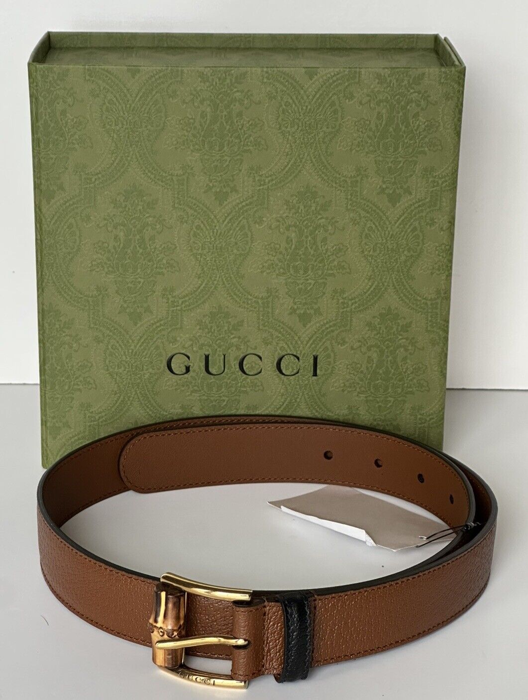 Gucci Men’s Leather Dollar Pigprint Belt Brown 80/32 Italy 699954 NWT