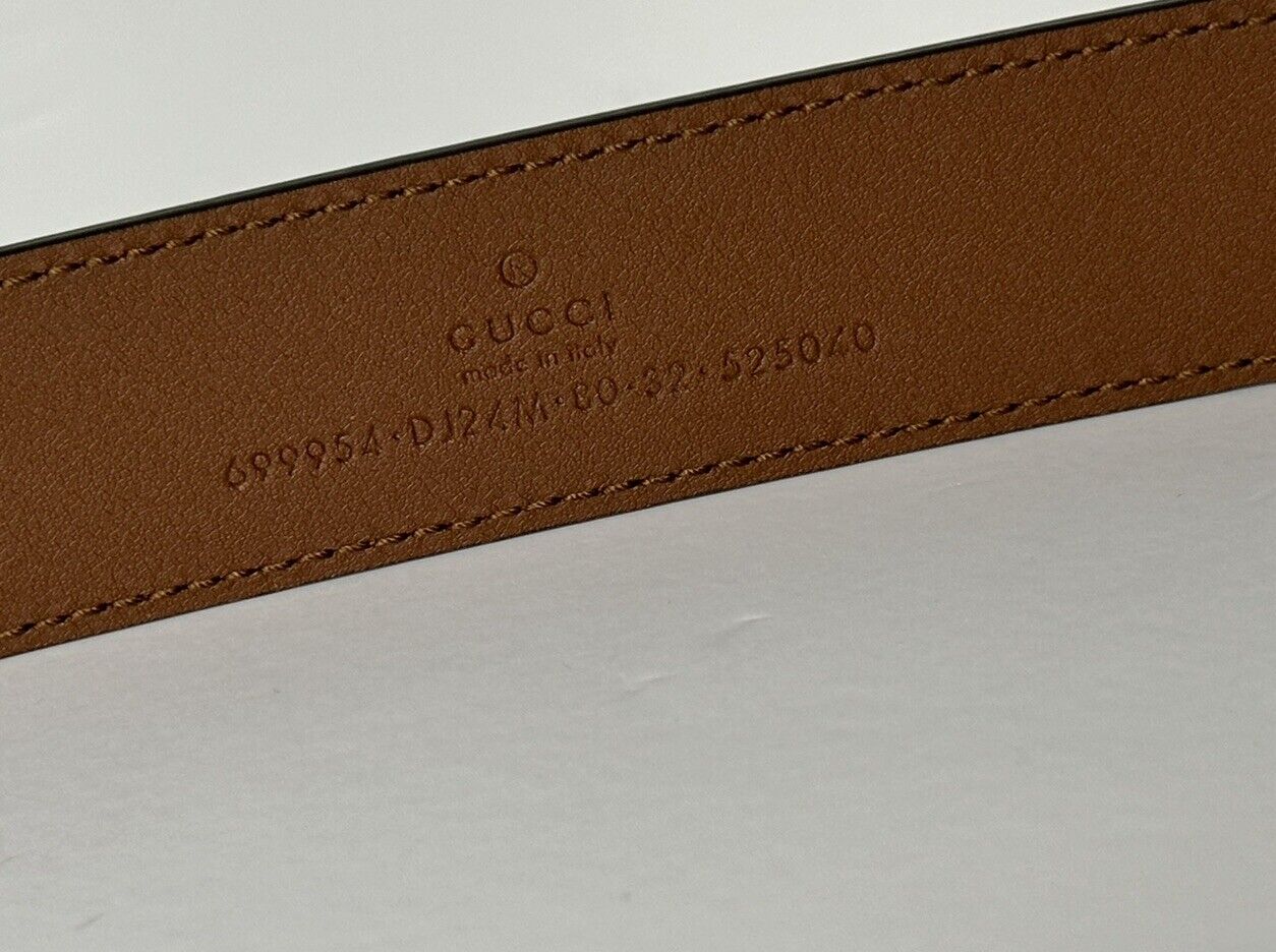 Gucci Men’s Leather Dollar Pigprint Belt Brown 80/32 Italy 699954 NWT