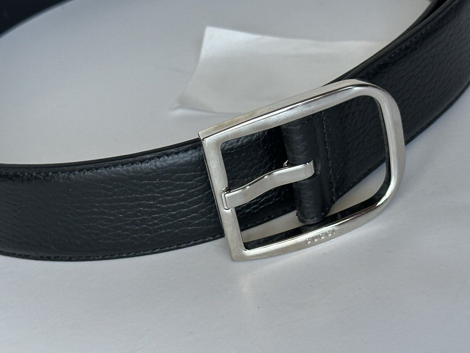 Gucci Men's Dollar Calf Leather Belt Black 85/34 Made in Italy 449716 NWT