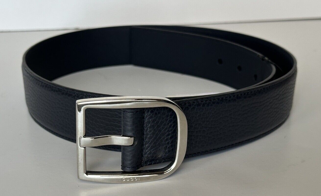 Gucci Men's Dollar Calf Leather Belt Blue 85/34 Made in Italy 449716 NWT